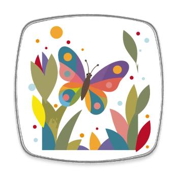 Bunter Schmetterling im Blumenfeld  - Viereckiger Kühlschrankmagnet - Weiß - Vorne