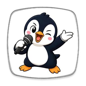 Süßer Pinguin Sänger Karaoke Musiker Lustiger - Viereckiger Kühlschrankmagnet - Weiß - Vorne