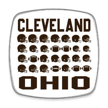 Muster der Cleveland Ohio Footballhelme - Viereckiger Kühlschrankmagnet - Weiß - Vorne