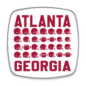 Atlanta Georgia's Gridiron Silhouettes - Square fridge magnet - white - Front