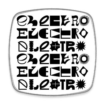 Logo-Design der Elektro-Musiktypografie - Viereckiger Kühlschrankmagnet - Weiß - Vorne