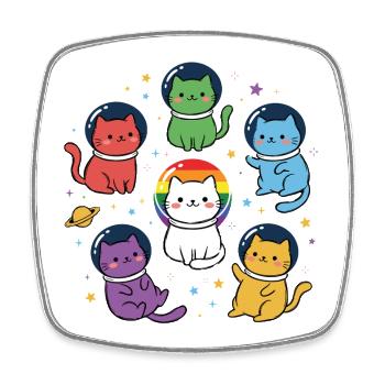 Pride-Monat LGBT – Rainbow Space Cats - Viereckiger Kühlschrankmagnet - Weiß - Vorne
