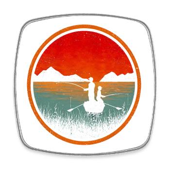 Pêche en bateau - Magnet carré - blanc - Devant