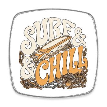 Surf and Chill - Square fridge magnet - white - Front