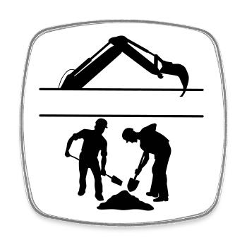 Groundworkers Custom – Digging Team - Square fridge magnet - white - Front