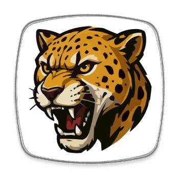 Jaguar Roar: Wild Cat Motif - Square fridge magnet - white - Front