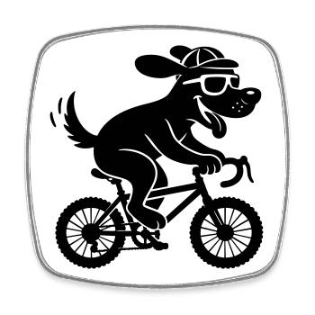 Cooler Hund auf Fahrrad Radfahrer - Viereckiger Kühlschrankmagnet - Weiß - Vorne