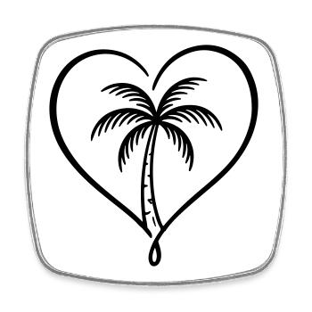 Palm Tree Heart Love Holiday - Square fridge magnet - white - Front