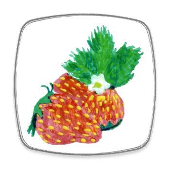 Art de la fraise - Magnet carré - blanc - Devant