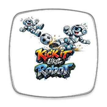 Fussballroboter im Duell um den Ball - Viereckiger Kühlschrankmagnet - Weiß - Vorne