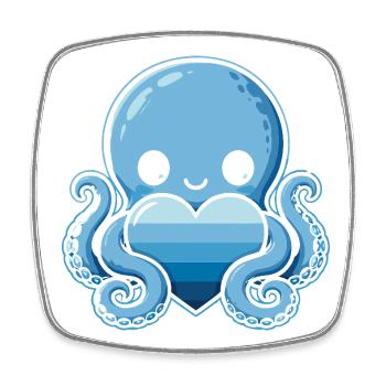 Blauer Herz-Octopus - Viereckiger Kühlschrankmagnet - Weiß - Vorne