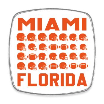 Miami Florida Football-Grid - Viereckiger Kühlschrankmagnet - Weiß - Vorne