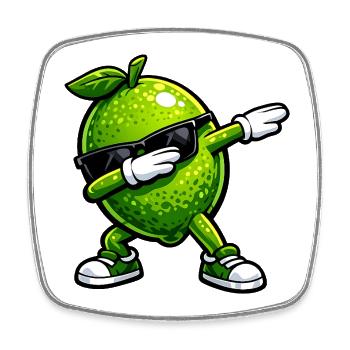 Dabbing Lime - Square fridge magnet - white - Front
