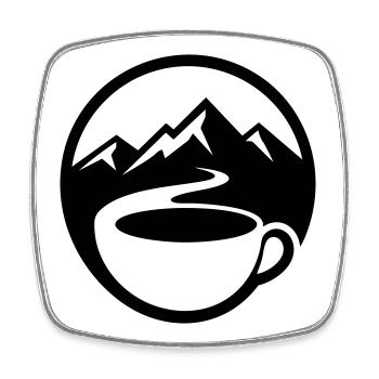 Coffee Mountains Emblem Outdoor Nature - Square fridge magnet - white - Front
