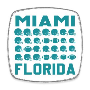 Miami Florida Football Shield - Viereckiger Kühlschrankmagnet - Weiß - Vorne