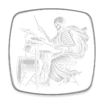 Skeleton Drummer with Cape - Square fridge magnet - white - Front