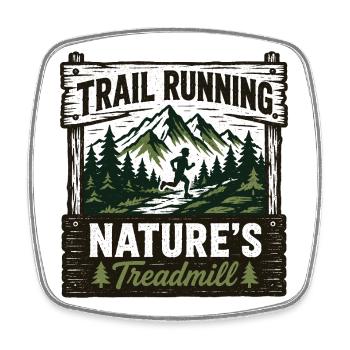 Trailrunning Natur's Laufband-Schild - Viereckiger Kühlschrankmagnet - Weiß - Vorne