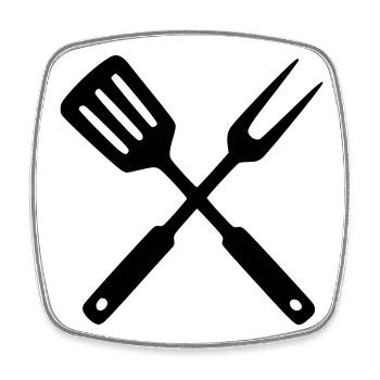 Grill Cutlery BBQ Grillmeister Food Truck Crew - Square fridge magnet - white - Front
