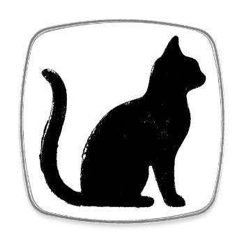 Cat - Silhouette BLACK - Square fridge magnet - white - Front