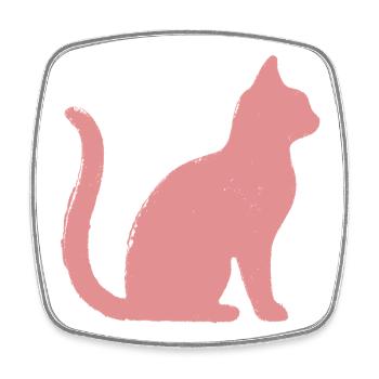 Katze Umriss - Pastell - Viereckiger Kühlschrankmagnet - Weiß - Vorne