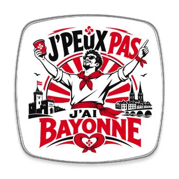 J'Peux Pas J'Ai Bayonne Fêtes Basques - Magnet carré - blanc - Devant