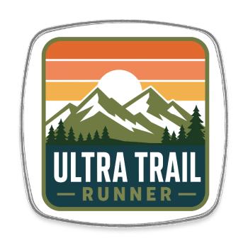 Ultra Trail Runner Retro Mountain Patch - Viereckiger Kühlschrankmagnet - Weiß - Vorne