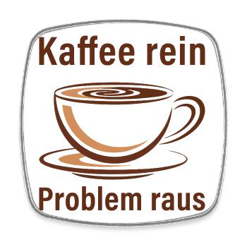 Kaffee rein, Problem raus - Viereckiger Kühlschrankmagnet - Weiß - Vorne