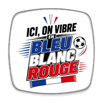 Ici, on Vibre en Bleu Blanc Rouge - Foot - Magnet carré - blanc - Devant