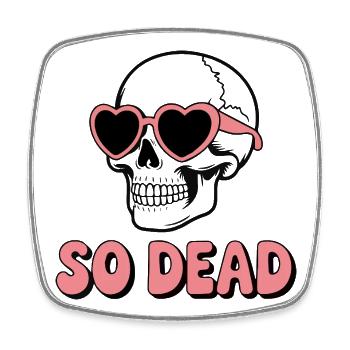 Schädel So Dead Totenkopf Herzbrille Skelett - Viereckiger Kühlschrankmagnet - Weiß - Vorne