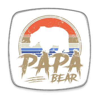 Papa Bear Retro Gift Father Father's Day - Square fridge magnet - white - Front