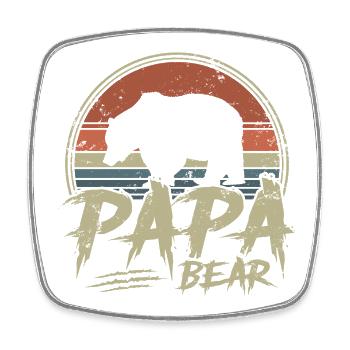 Papa Bear Retro Gift Father Father's Day - Square fridge magnet - white - Front