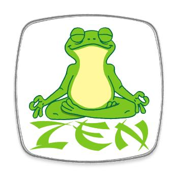 Zen Frog Doing Yoga - Square fridge magnet - white - Front