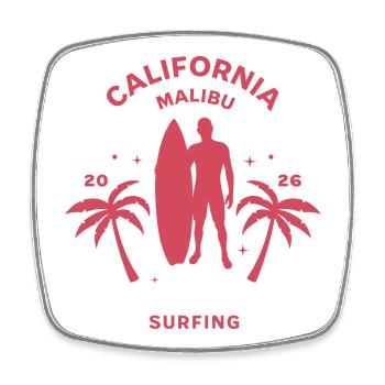 California Malibu Surfing - Square fridge magnet - white - Front