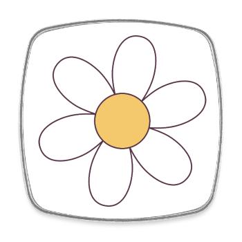 Joyeuse fleur de dessin animé Daisy - Magnet carré - blanc - Devant
