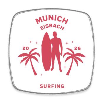 Munich Surfing - Viereckiger Kühlschrankmagnet - Weiß - Vorne
