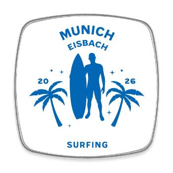Munich Surfing 2026 Palm Trees Silhouette - Square fridge magnet - white - Front