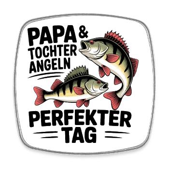 Papa und Tochter angeln zusammen - Viereckiger Kühlschrankmagnet - Weiß - Vorne
