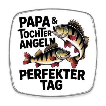 Papa und Tochter angeln zusammen - Viereckiger Kühlschrankmagnet - Weiß - Vorne