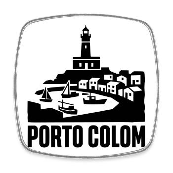 Porto Colom Silhouette Wahrzeichen - Viereckiger Kühlschrankmagnet - Weiß - Vorne
