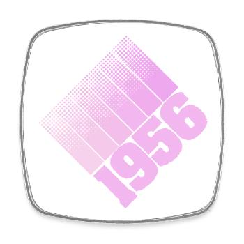 1956 Dots Retro Zahlendesign - Viereckiger Kühlschrankmagnet - Weiß - Vorne
