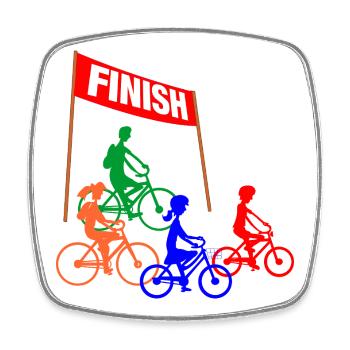 Family Cycling Finish - Square fridge magnet - white - Front