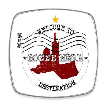 Bonne Mère Marseille – Vintage-Notre-Dame-Briefmarke - Viereckiger Kühlschrankmagnet - Weiß - Vorne