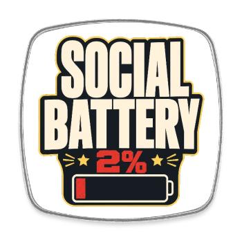 Funny Gift, Social Battery 2% Gen Z Humor - Viereckiger Kühlschrankmagnet - Weiß - Vorne