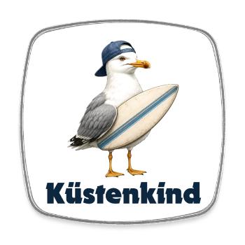 Küstenkind Surfvogel-Design - Viereckiger Kühlschrankmagnet - Weiß - Vorne