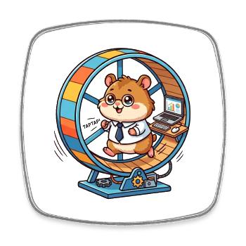 Hamster d’entreprise – Office Madness - Magnet carré - blanc - Devant