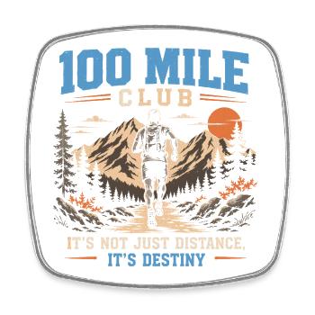 Trail Running - 100 Mile Club - Square fridge magnet - white - Front