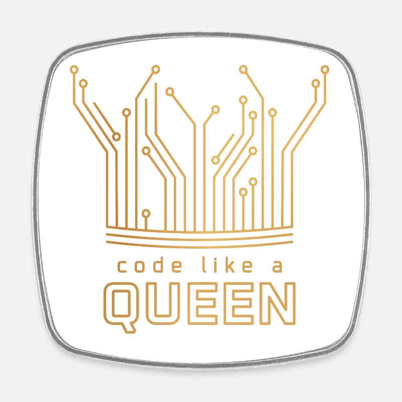 Code Like a Queen - Square fridge magnet - white