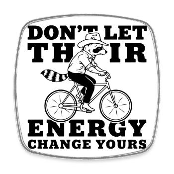 Raccoon Bicycle Saying - Square fridge magnet - white - Front