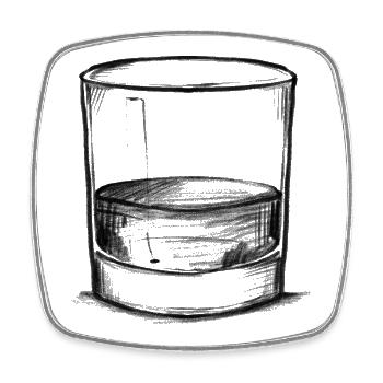 Whiskeyglas - Illustration - Viereckiger Kühlschrankmagnet - Weiß - Vorne