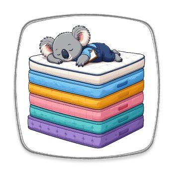 Schlafender Koala auf bunten Matratzen - Viereckiger Kühlschrankmagnet - Weiß - Vorne